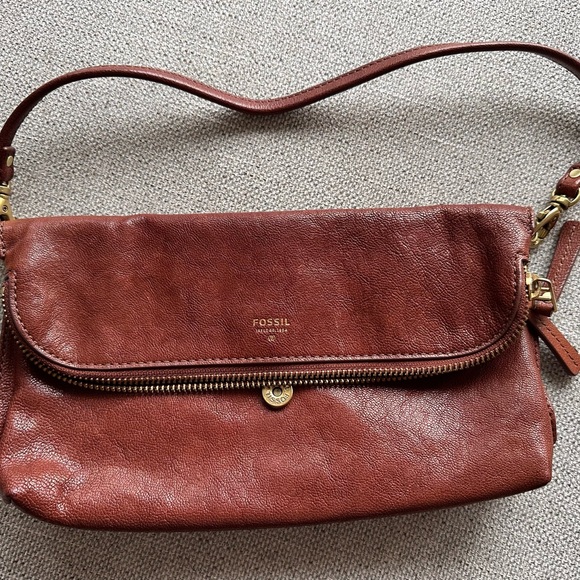 Fossil Women's Rich Tan Leather Clutch Bag - Picture 1 of 6
